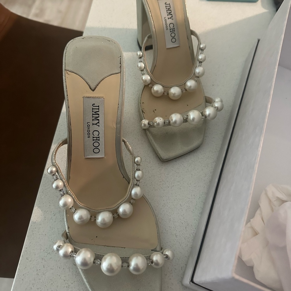 Jimmy Choo pearl heels worn once